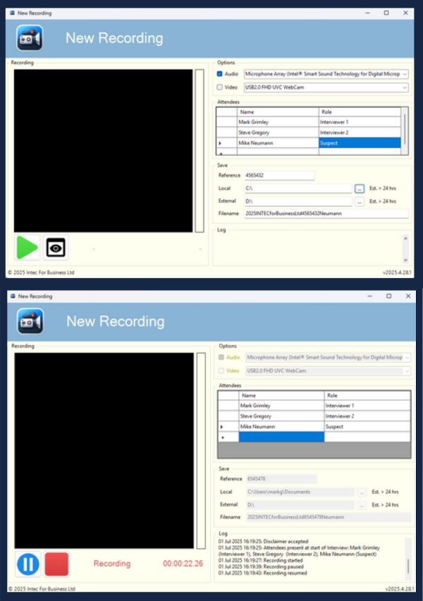 Illustrative image of recorder screens
